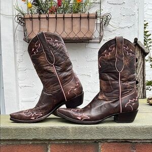 Old Gringo Brown Boots with Pink Accents size 10